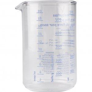 Smeltbuis van glas met schenktrechter en maatverdeling 500 ml
