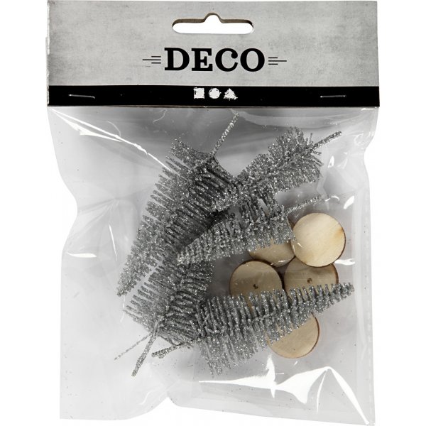 Miniboompjes - zilver - 5 st Miniboompjes - zilver - 5 st