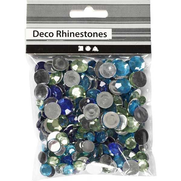 Strasstenen - blauw/groene harmonie - Rond - 6+9+12 mm - 360 st