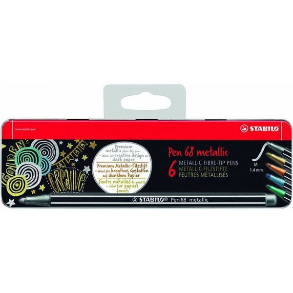 Vezelpen Pen 68 Metalen etui - 6 stuks