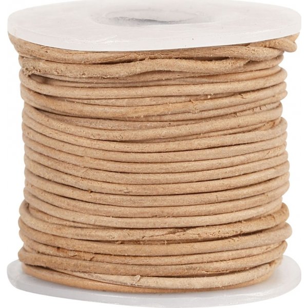 Leren koord - naturel - 1 mm - 10 m