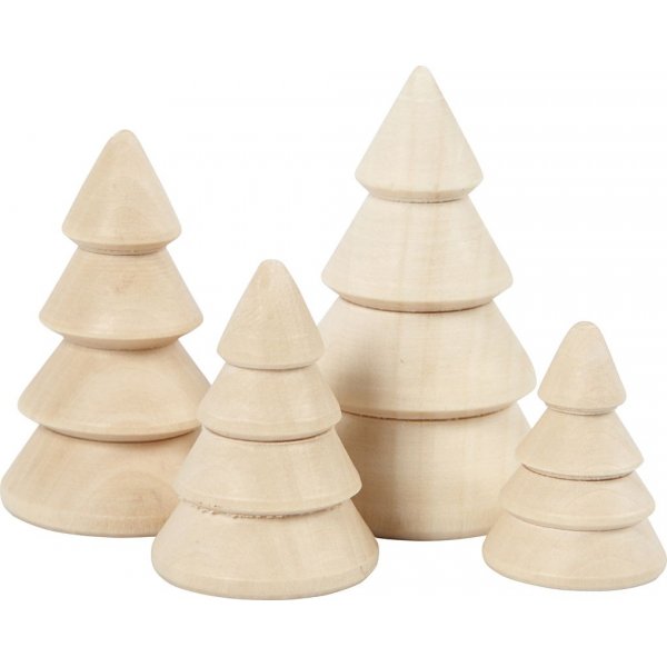 Houten kerstbomen - 4 st