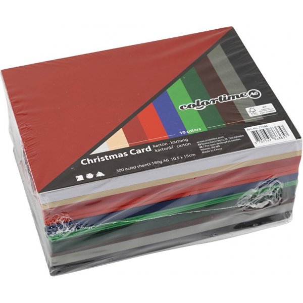 Kerstkarton - gemengde kleuren - A6 - 300 vellen