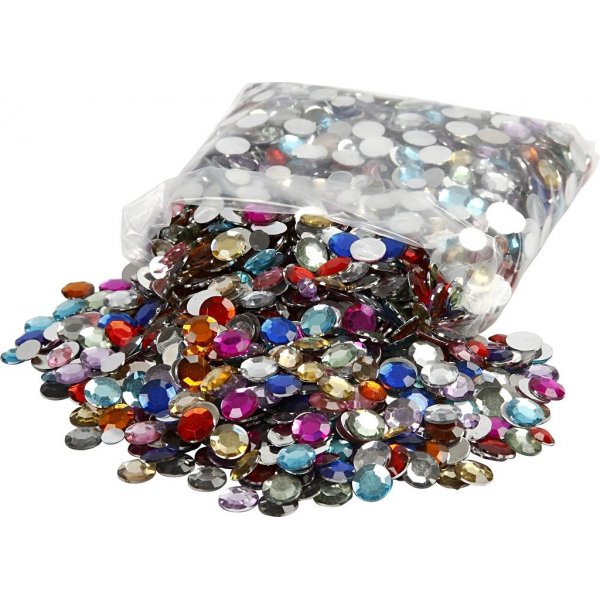 Strasstenen - gemengde kleuren - Rond - 6+9+12 mm - 3600 st
