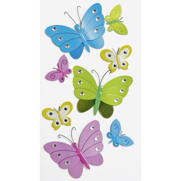 Stickermix - Vlinders met strass steentjes