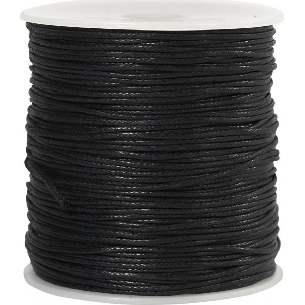 Katoenen koord - zwart - 100 m - 1 mm