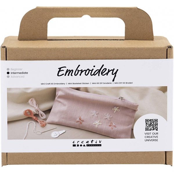 Mini DIY Kit Borduren - stoffige roos - Enveloptasje