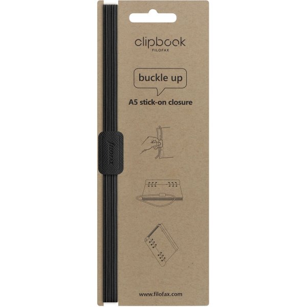 Zelfklevende elastische sluiting voor Filofax Klemboek - A5 - Zwart