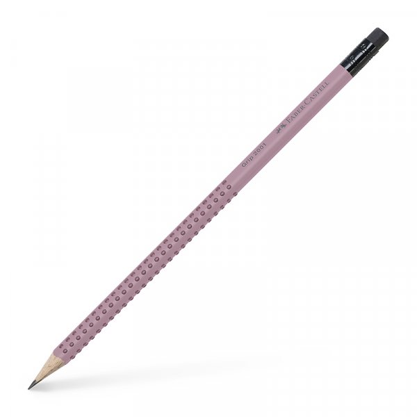 Potlood - Faber-Castell - Grip 2001 B met gumpunt - Schaduwroze