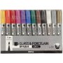 Glas- en porseleinstiften - gemengde kleuren - semi-dekkend - 1-2 mm - 12 st