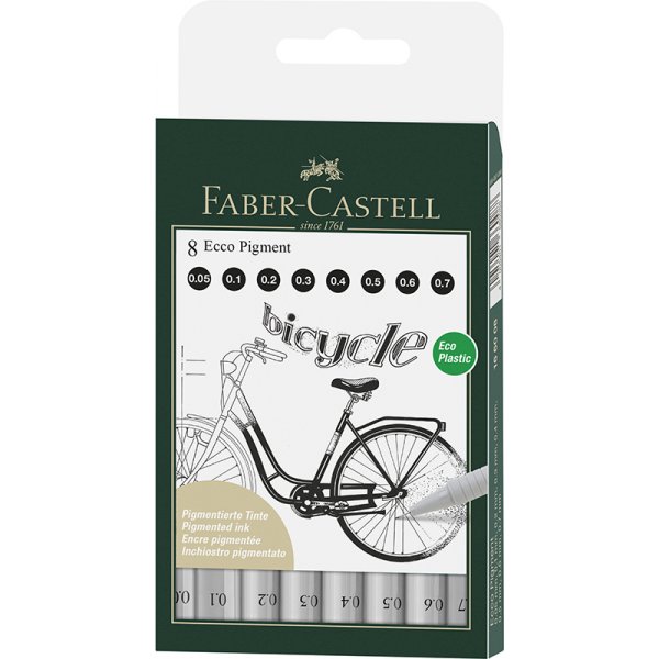 Tekenpen - Faber-Castell - Ecco Pigment - Set 0,05/1/2/3/4/5/6/7