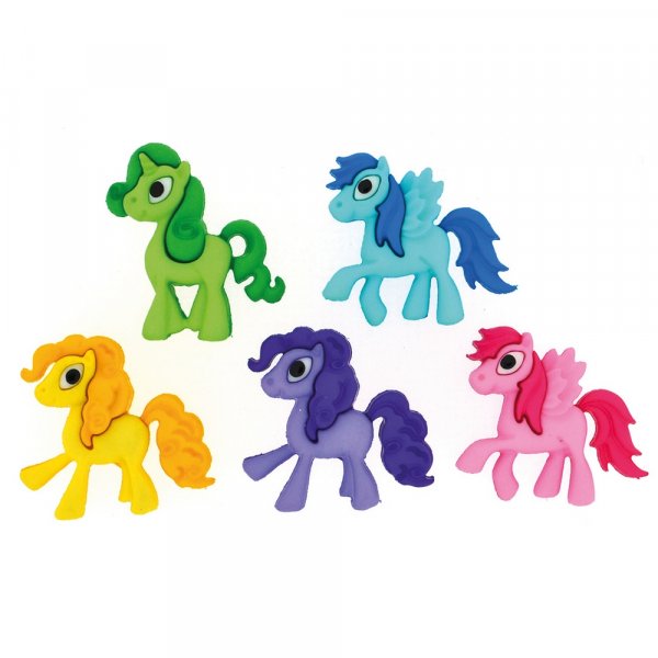 Veelkleurige knopen 23x20 - 24x22 mm - Speelse pony's