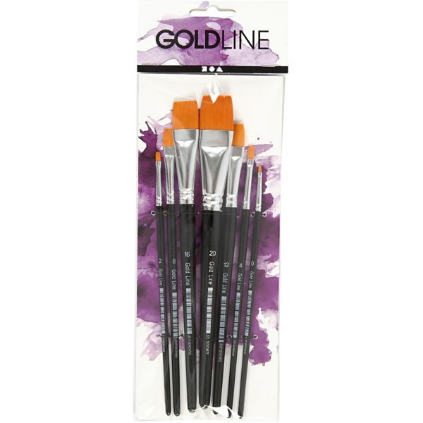 Gold Line penselen - nr. 0+2+4+8+12+16+20 - bord - 7 st Gold Line penselen - nr. 0+2+4+8+12+16+20 - bord - 7 st