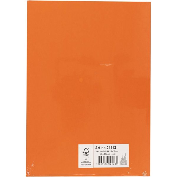 Gekleurd Karton - oranje - A4 - 180 gr - 20 vellen Gekleurd Karton - oranje - A4 - 180 gr - 20 vellen