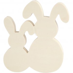 Houten hazen - samenhangend figuur, hoogte 17 cm