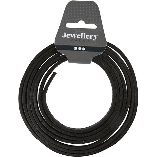 Leren band - zwart - 2 meter Leren band - zwart - 2 meter