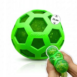 Stressbalnet XXL 11 cm groen - glittereffect Stressbalnet XXL 11 cm groen - glittereffect