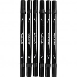 Textielmarkerpennen, zwart, dubbele punt, 2,3-3,6 mm, 6 stuks Textielmarkerpennen, zwart, dubbele punt, 2,3-3,6 mm, 6 stuks