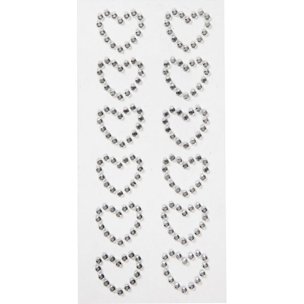 Strass hartjes - zilver - 12 st