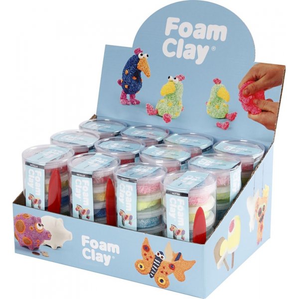 Foam Clay - glitterkleuren - metallic kleuren - 12 sets