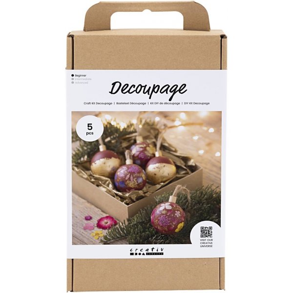 DIY Kit Decoupage - Kerstrood - Droogbloemen