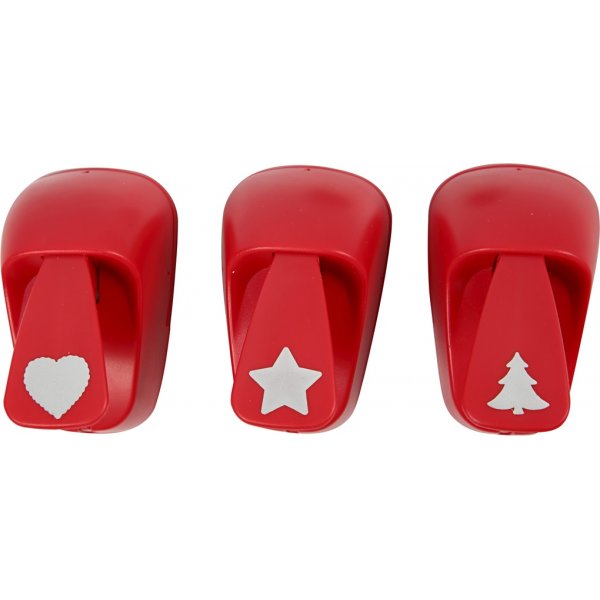 Papierpons - rood - ster - hart - kerstboom - 3 st Papierpons - rood - ster - hart - kerstboom - 3 st