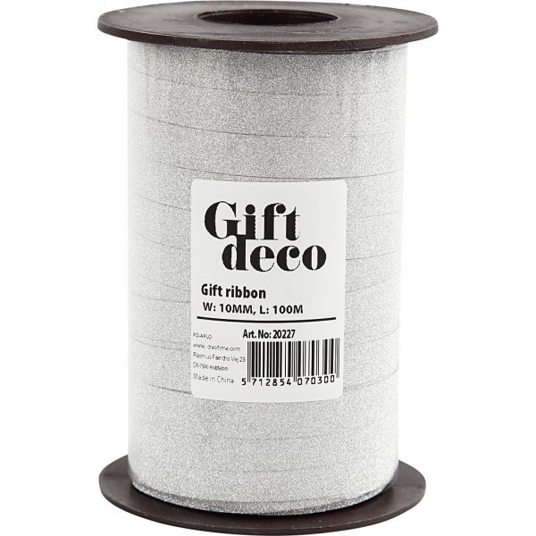 Cadeaukoord - zilver - glitter - 100 m