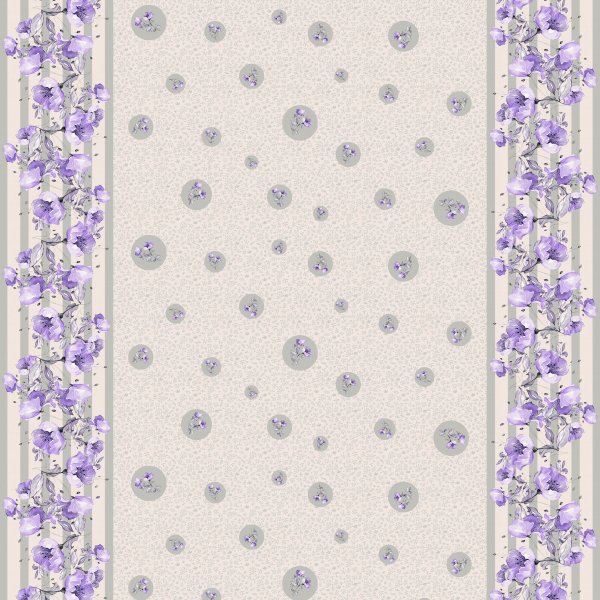 Waxdoek PVC Bloemenrand - Paars