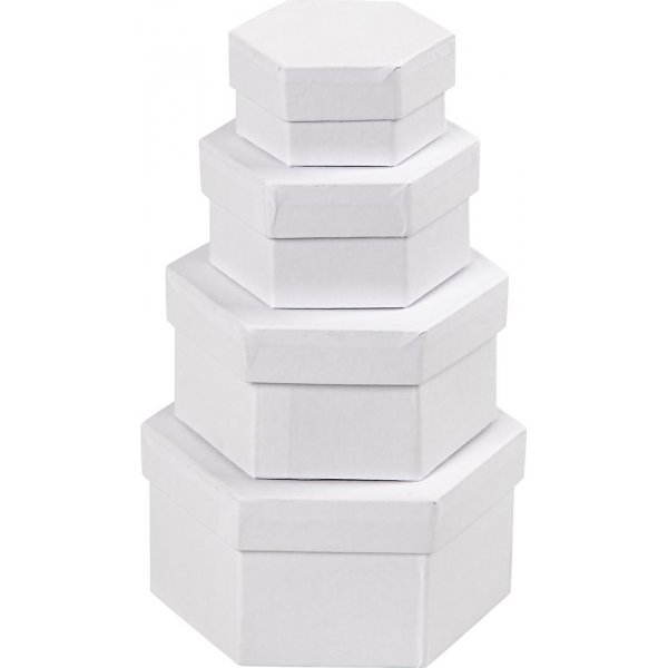 Zeshoekige dozen - wit - 4 st Zeshoekige dozen - wit - 4 st