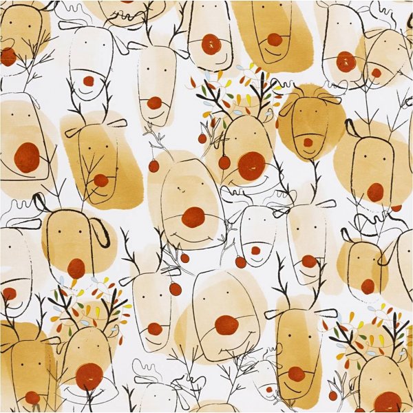 Cadeaupapier - beige - rood - Rendier - 5 m