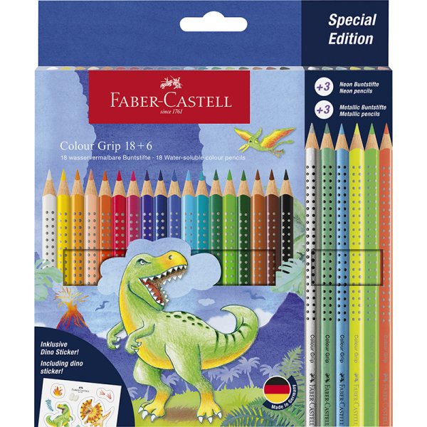 Kleurpotlodenset - Faber-Castell - Redline CP Color Grip - Dinosaur 18+6