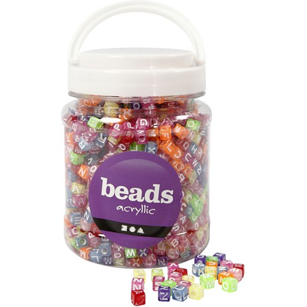 Letterkralen - gemengde kleuren - 7x7 mm - ca. 1950 st Letterkralen - gemengde kleuren - 7x7 mm - ca. 1950 st