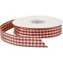 Geruit lint - oud rood/wit - 25 meter