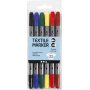 Textielstiften - standaardkleuren - 6 st