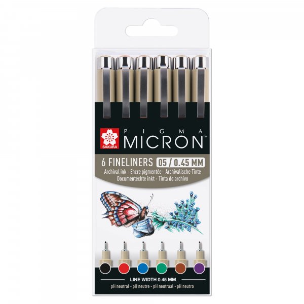 Fineliner Pigma Micron Set - 6 pennen (Basic 05)