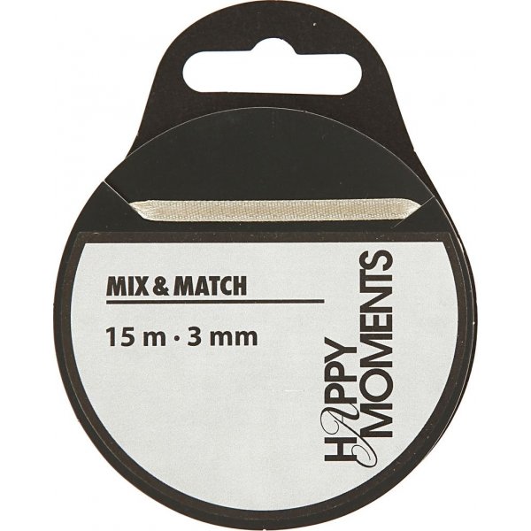 Satijnen lint - gebroken wit - B3 mm - 15 m