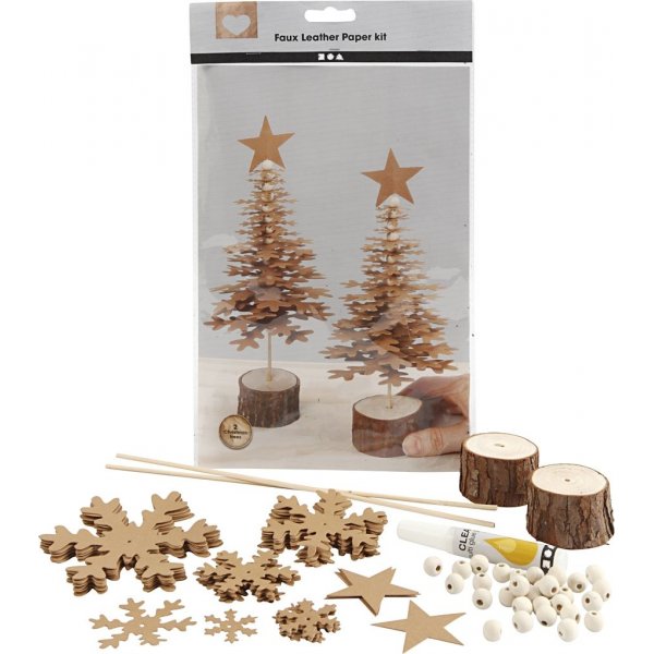 Kerstknutsel - Kerstboom van leerpapier - naturel - 2 st