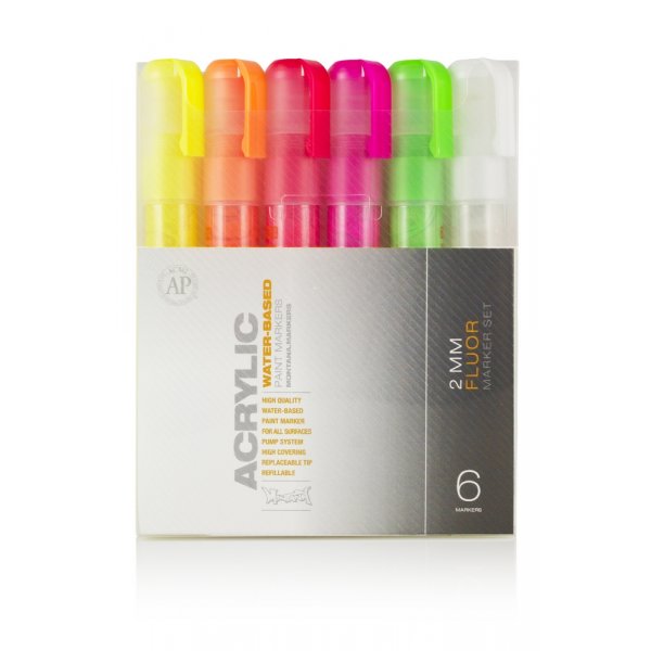 Montana Acryl Marker Set - 2mm 6 Pennen - Fluor