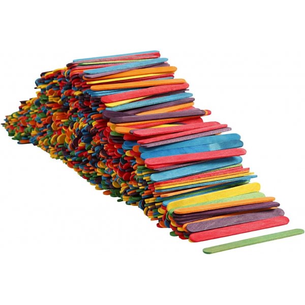 Houten stokjes - gemengde kleuren - 1000 st