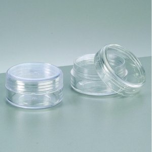 Kunststof bakje ø 3,8 cm x 2,0 cm - glashelder rond, schroefdop Kunststof bakje ø 3,8 cm x 2,0 cm - glashelder rond, schroefdop