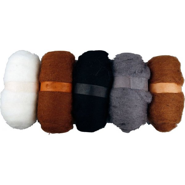 Gekaarde Wol - naturel - 5 x 100 gr