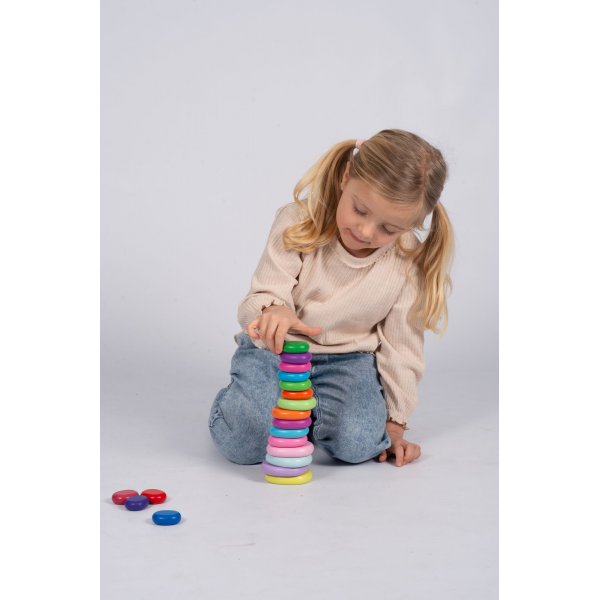 Ronde kleurrijke houten stenen 20 st