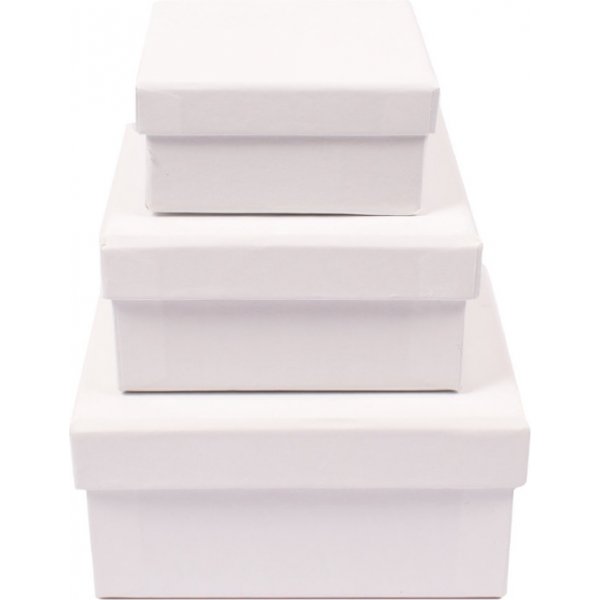 Papieren doos, vierkant, 10x10x4, 8x8x3,5, 9x8x3, 3 stuks