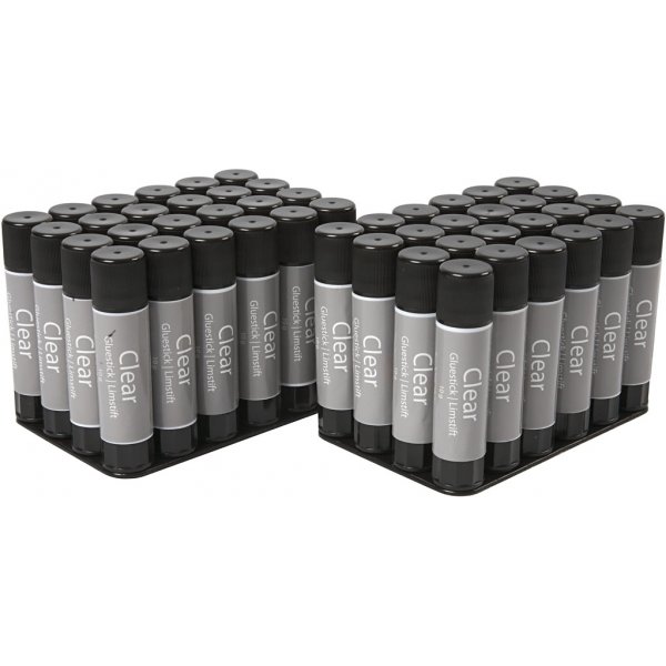 Transparante lijmstift - rond - 10 g - 48 st