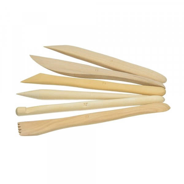 Boetseergereedschapset hout 15 cm - 6-delig
