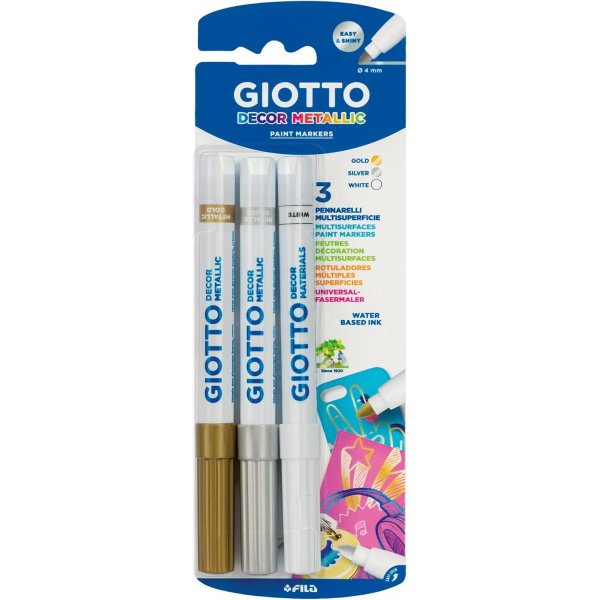 Markeerstiften Giotto Decor Metaal - Goud/Zilver/Wit