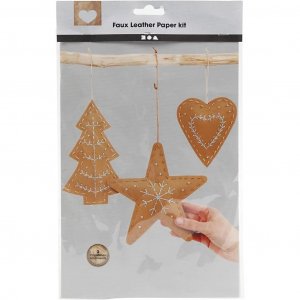 DIY-pakket - Kerstfiguren van leerpapier - Beige DIY-pakket - Kerstfiguren van leerpapier - Beige