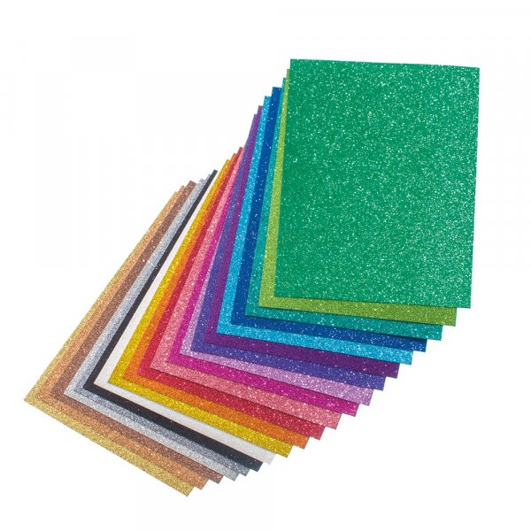 Glitterkarton A4 Gemengde kleuren - 20 vellen