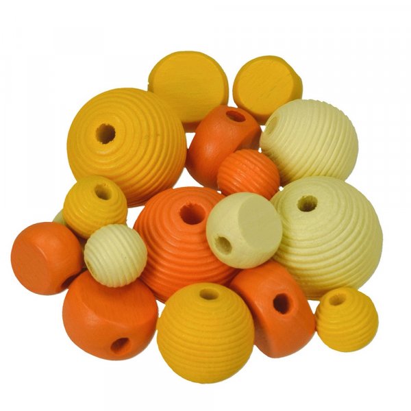 Houten kralen - geel mix 25 st. kleur-vorm mix