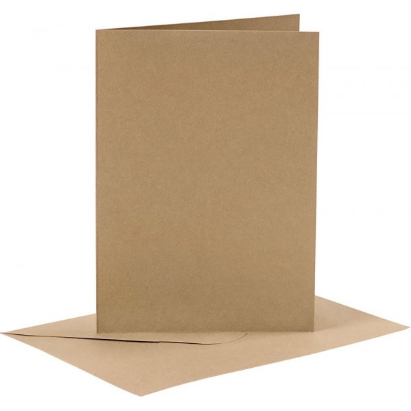 Kaarten en enveloppen - naturel - 11,5 x 16,5 cm - 6 sets